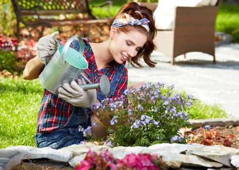 Gardener assessing safety before starting work